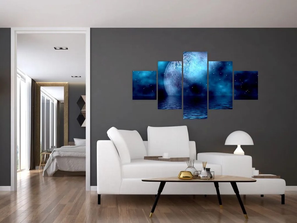 Obraz księżyca nad morzem (125x70 cm)