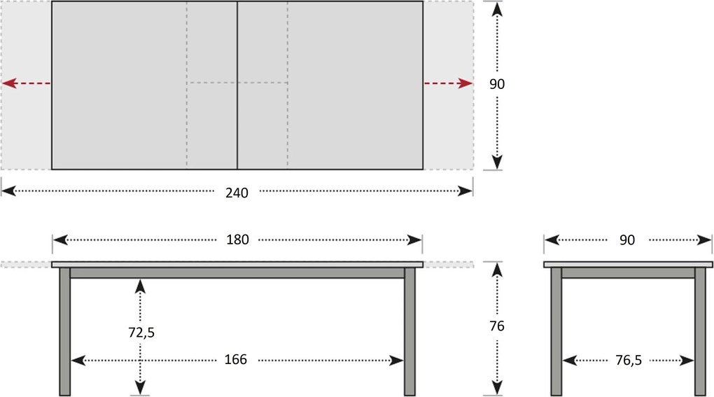 Doppler FIRENZE - rozkładany stół aluminiowy 180/240 x 90 x 75 cm - Towar z drobną wadą (N580)