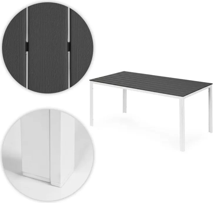 Stół ogrodowy obiadowy Caprila 156x78 cm, kolor biało-szary