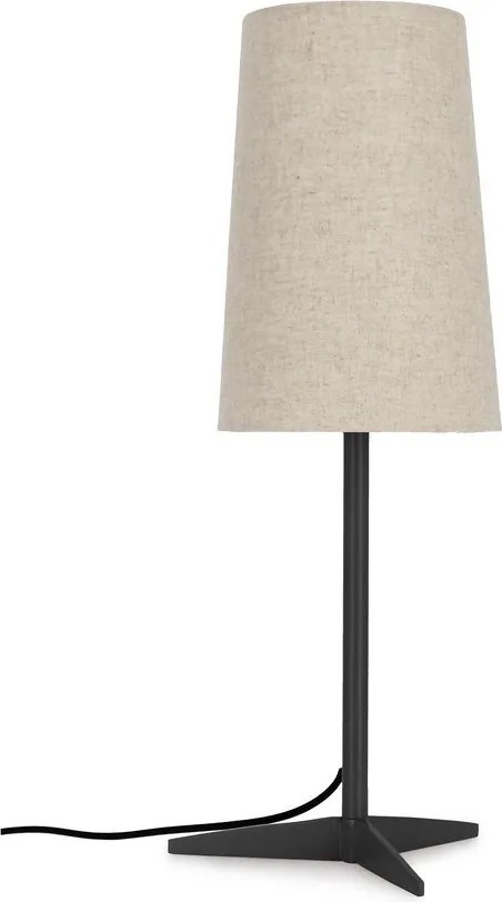 Czarna/beżowa metalowa lampa stołowa z tekstylnym kloszem (wysokość 60 cm) Assam – Bizzotto