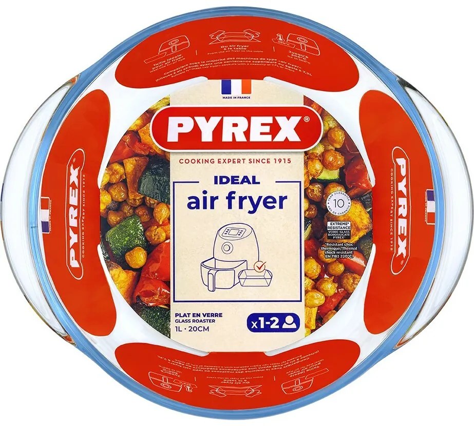 Pyrex Okrągła miska do pieczenia Air Fryer 1 l, 20x 18 x 7 cm, 1 l