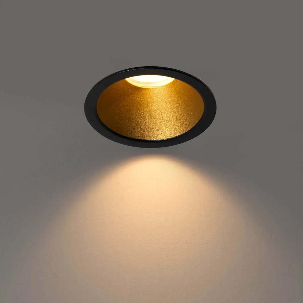 Zestaw 6 nowoczesnych reflektorów wpuszczanych czarnych ze złotem GU10 35mm IP44 - Dept
