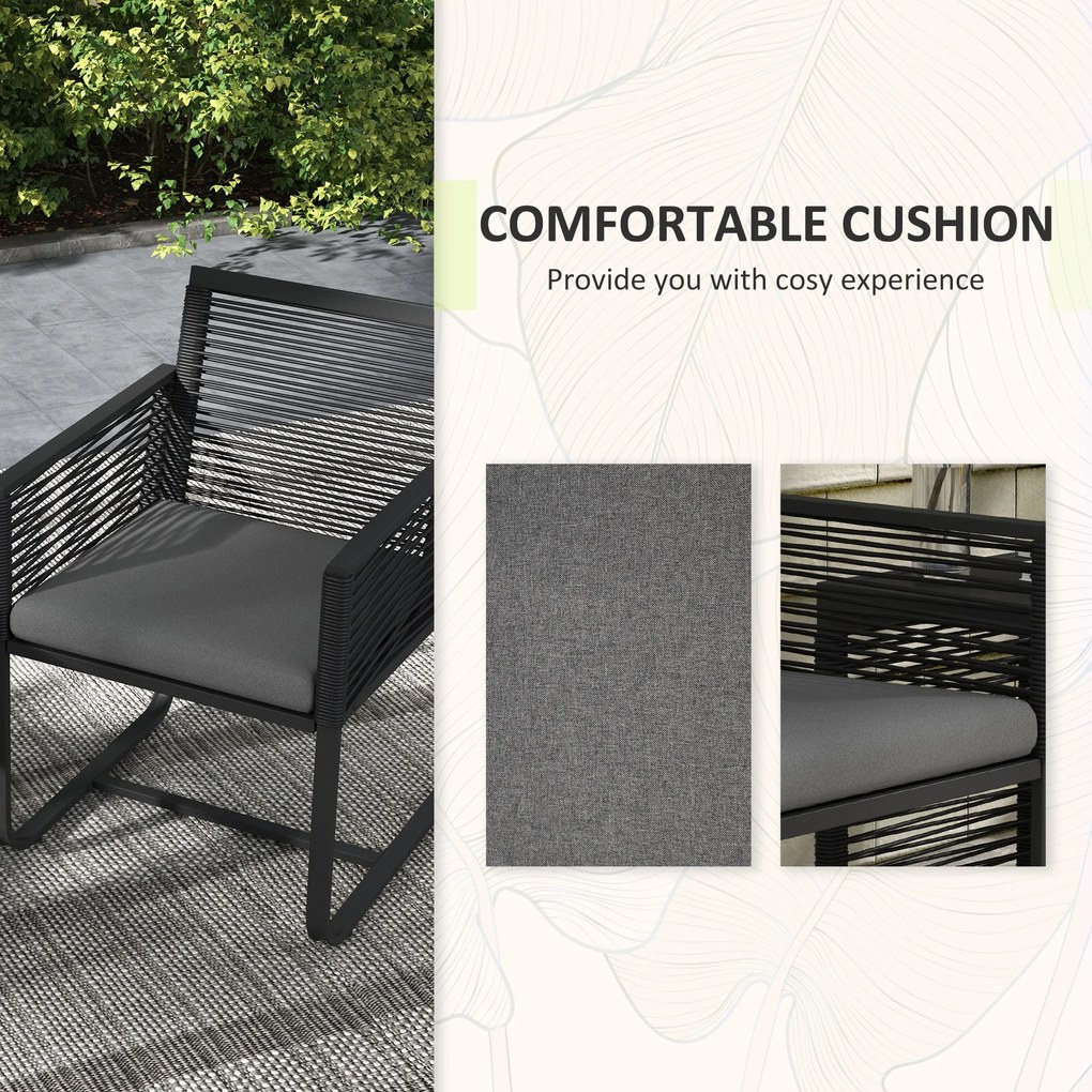 Outsunny 3-częściowy Zestaw Bistro Balkonowego/Tarasowego, odporny na warunki atmosferyczne, nowoczesny design, 53 x 57 x 77 cm, Czarny + Szary
