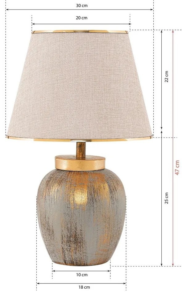 Kremowa/w kolorze złota lampa stołowa z tekstylnym kloszem (wysokość 47 cm) Yakamoz – Opviq lights