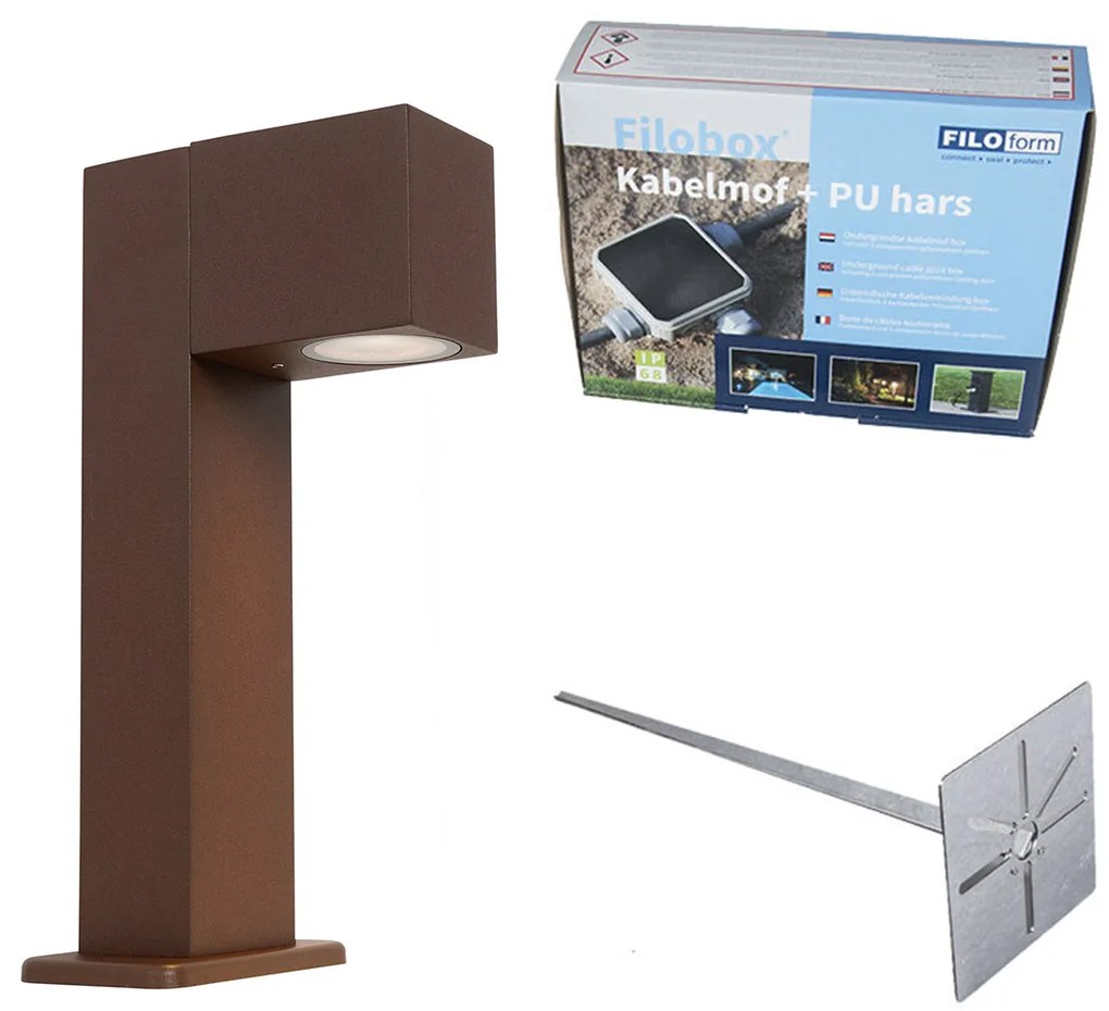 Przemysłowa stojąca lampa zewnętrzna rdzawy brąz 30 cm IP44 - Baleno