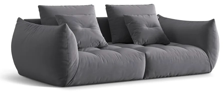 Ciemnoszara aksamitna sofa 232 cm Bloom – Micadoni