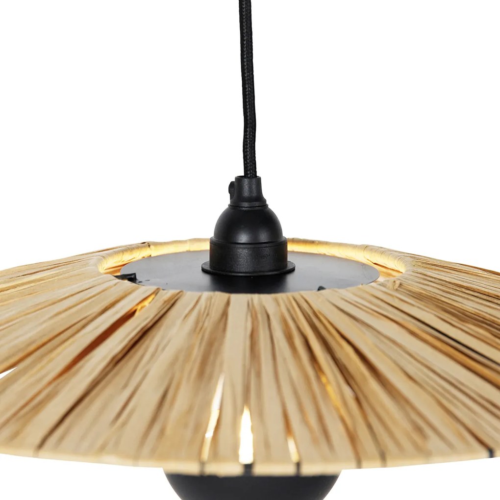 Rustykalna lampa wisząca czarna ze sznurkiem 45 cm - Leia Rustykalny / Vintage Oswietlenie wewnetrzne