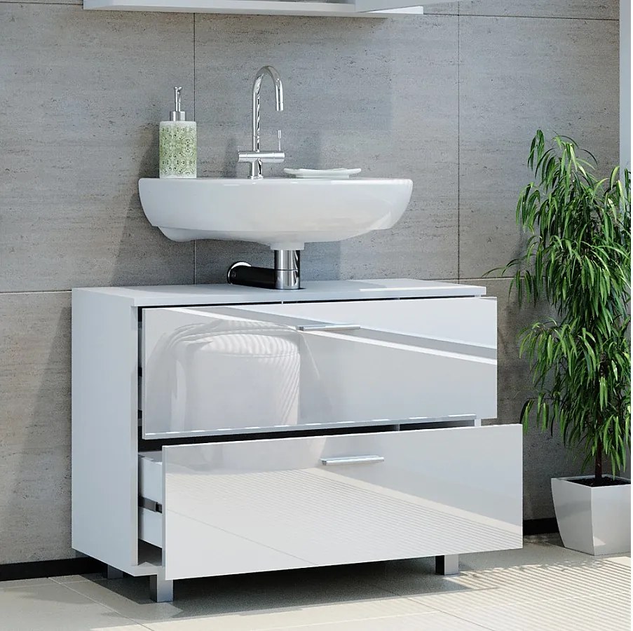 Szafka na wannę biały wysoki połysk 80x33x60.8 ilias