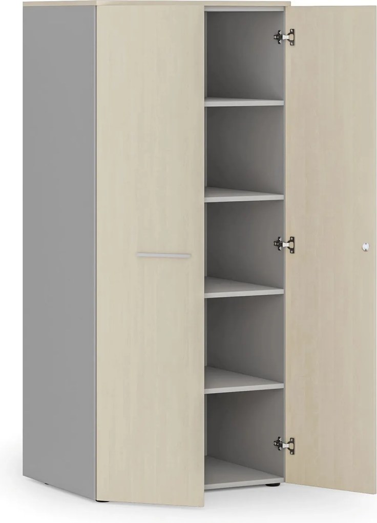 Szafa biurowa z drzwiami PRIMO GRAY, 1781 x 800 x 600 mm, szary/brzoza
