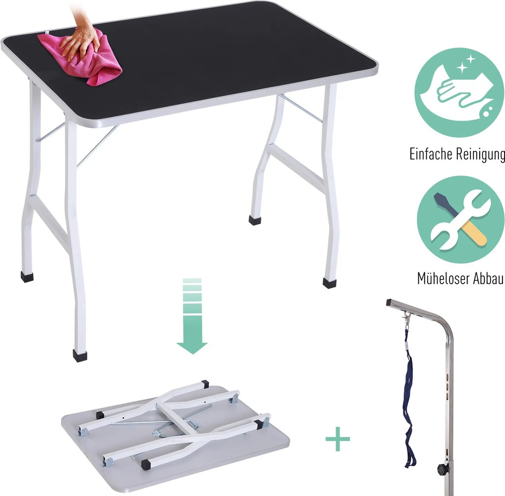 PawHut Stół Trymerski dla Psów Czarny z Regulacją Wysokości i Zawiesiem | Aosom PL