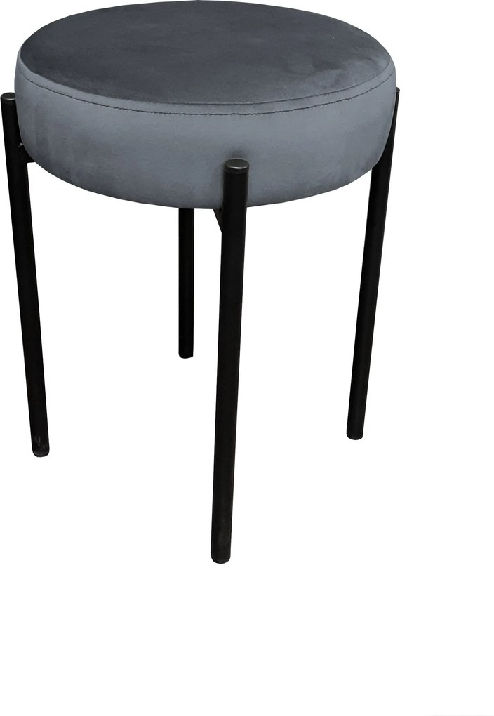Taboret DIOR stelaż metalowy tkanina Welur : Kolor Stelaża - Czarny , Kolor tkaniny - VELVET - BL14, Typ tkaniny - Velvet