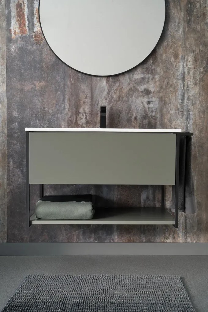 Szafka pod umywalkę LOV 60 cm szaro-zielony półmat KROFAM