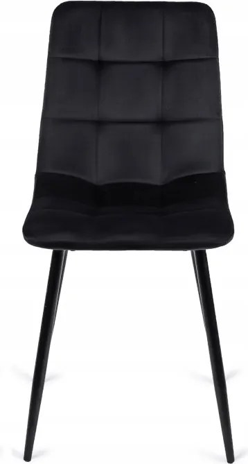 Krzesło Tapicerowane do Jadalni PERU Czarne Welurowe Nowoczesne Loft