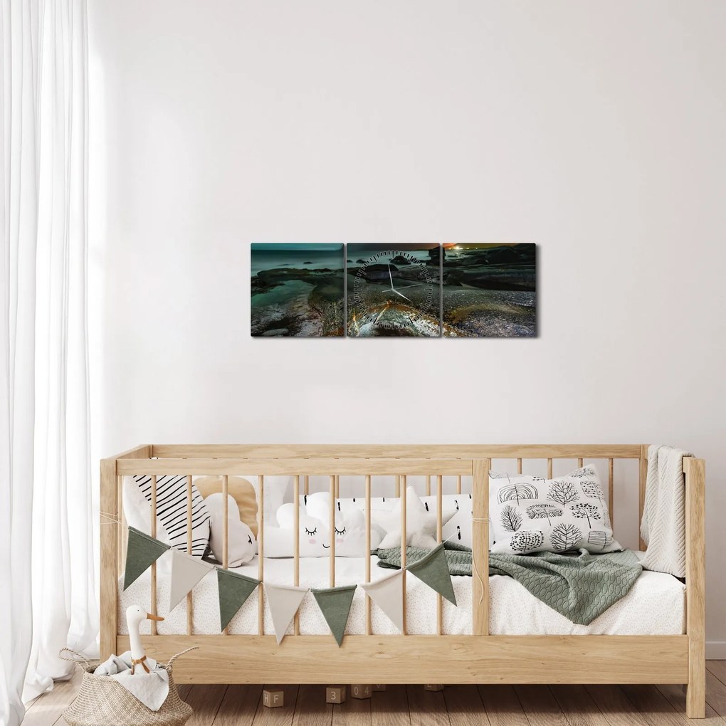 Obraz - Scena nocna (z zegarem) (90x30 cm)