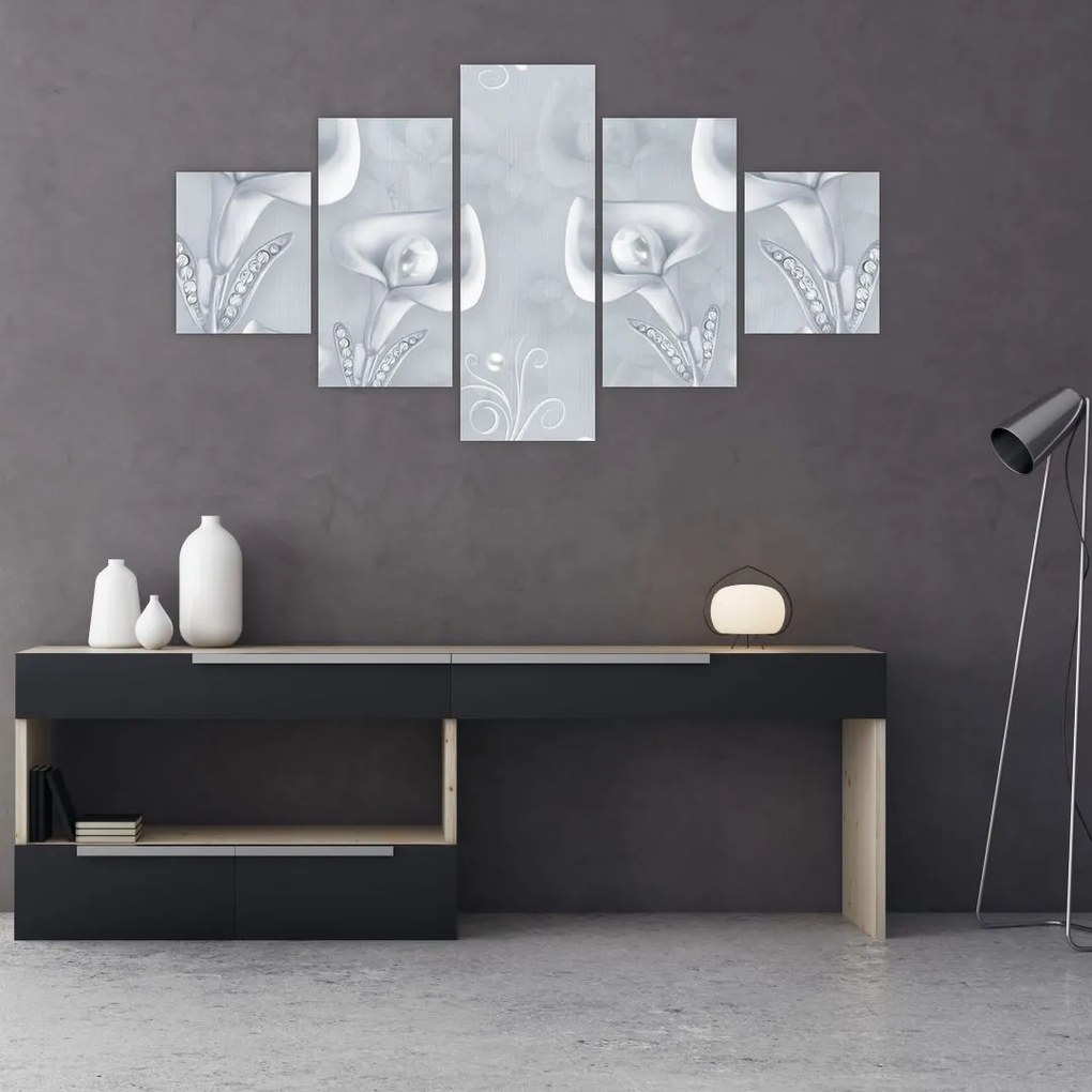 Obraz - Perłowe kwiaty (125x70 cm)