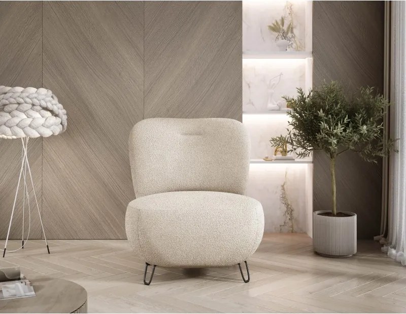 Fotel LUIS skandynawski wolnostojący na metalowych nogach w tkaninie NOW OR NEVER 06