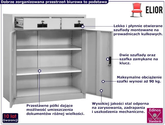 Jasnoszara szafka biurowa zamykana - Nollo