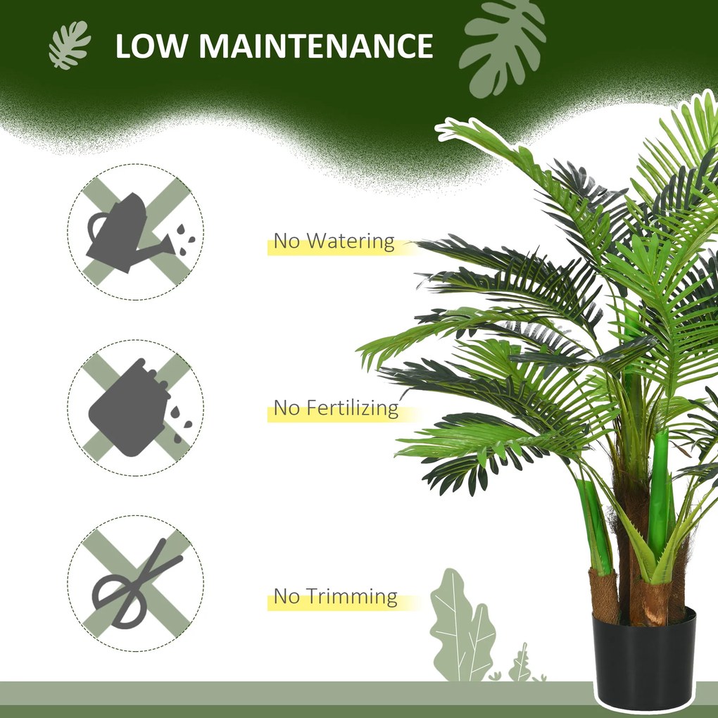 HOMCOM Sztuczna Palma, 1 m, Realistyczne Gałęzie, Roślina Dekoracyjna, Plastik, z Doniczką, Brązowo-Zielona