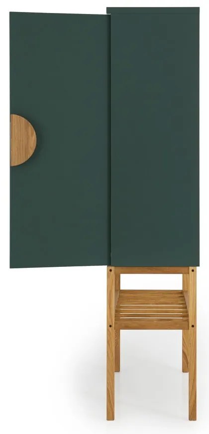Zielona komoda z nogami z drewna dębowego Tento Scoop, wys. 162 cm