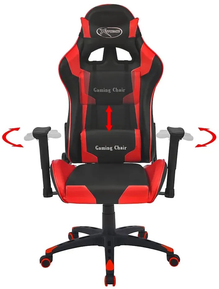 Czarno-czerwony fotel gamingowy z poduszkami H9-B76