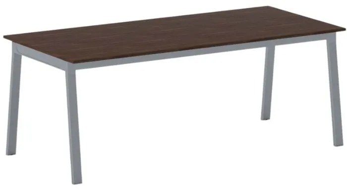Stół konferencyjny do biura PRIMO BASIC, 200x90 cm, szaro-srebrna podstawa, orzech