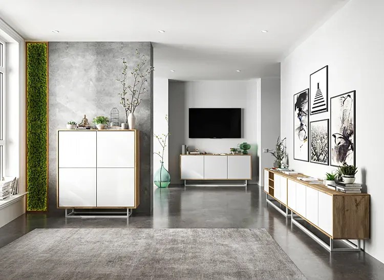 Szafka rtv dąb wotan + biały E7-B97