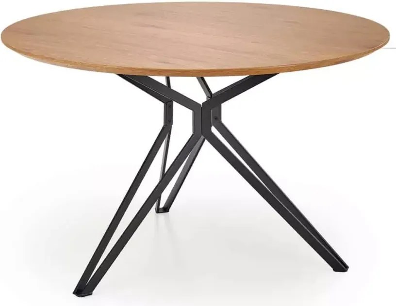 Okrągły stół Rufin 120 cm – elegancki i nowoczesny stół do jadalni z designerską stalową podstawą i blatem MDF
