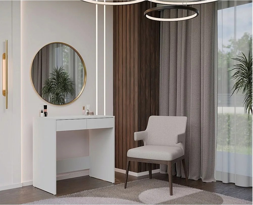 Biurko Marina 2S | Białe | 81x50x80 cm | 2 szuflady