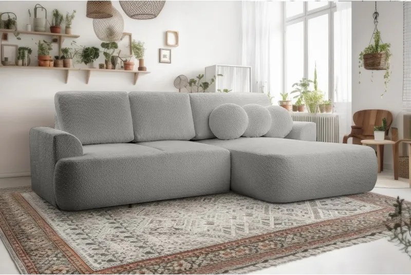 Narożnik VELO wolnostojący układ L strona Prawa z funkcją spania w tkaninie Coral 75