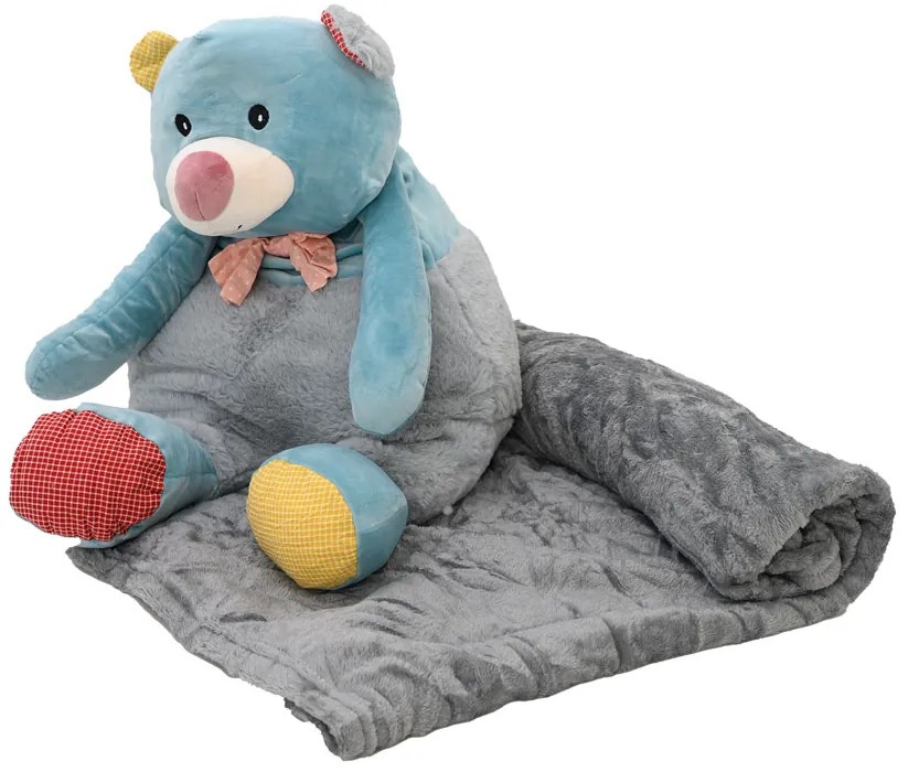 Pluszowy MIŚ BOB z dziecięcym kocykiem w środku, szary
