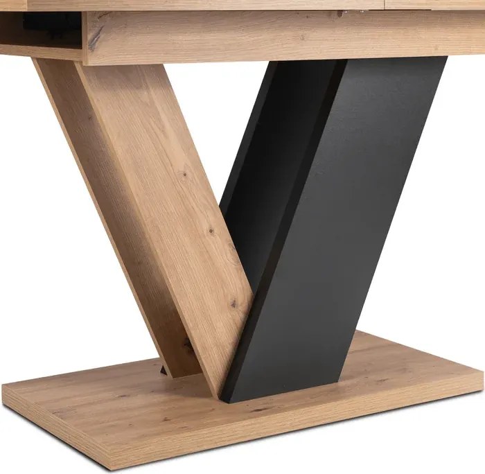 Stół Prostokątny Rozkładany CLARK 120-160 cm Dąb Artisan/Czarny Nowoczesny