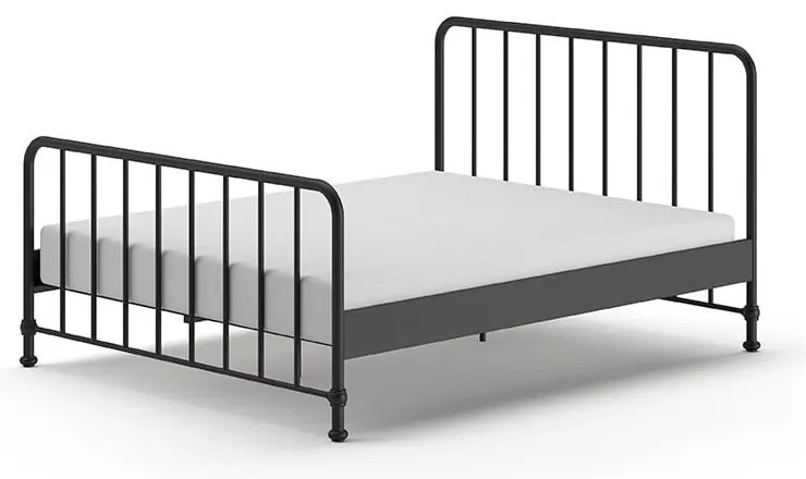 Czarne metalowe łóżko dwuosobowe ze stelażem 160x200 cm BRONXX – Vipack