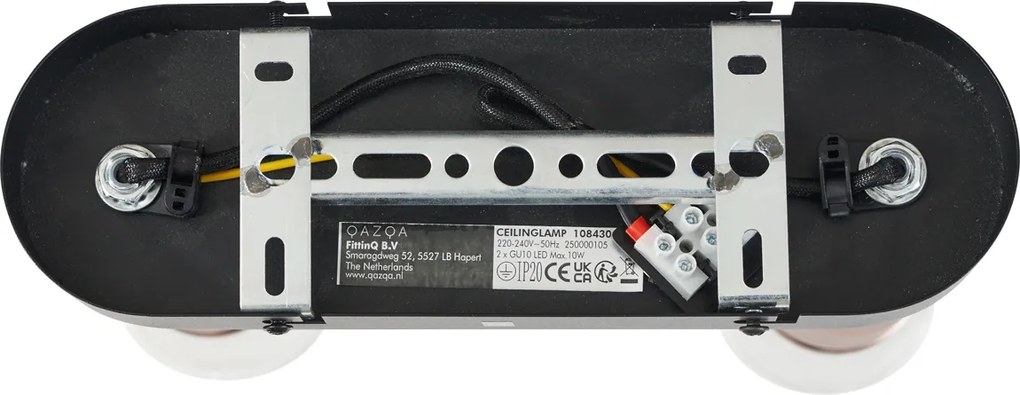 Zaokrąglony reflektor sufitowy ciemny brąz 2-punktowy regulowany - Veerle