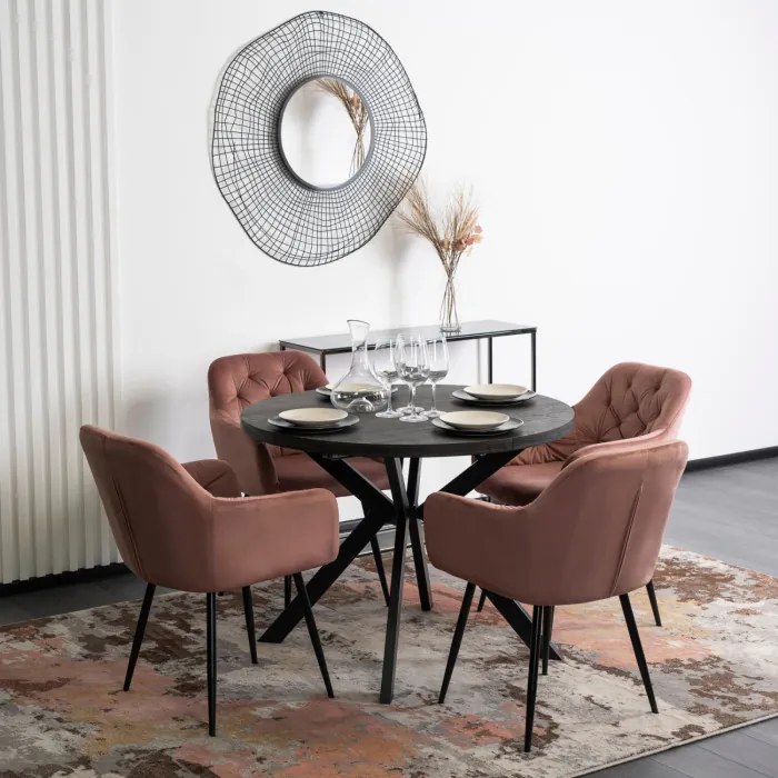 Krzesło Tapicerowane do Salonu VIKI Różowe Welurowe Nowoczesne Loft