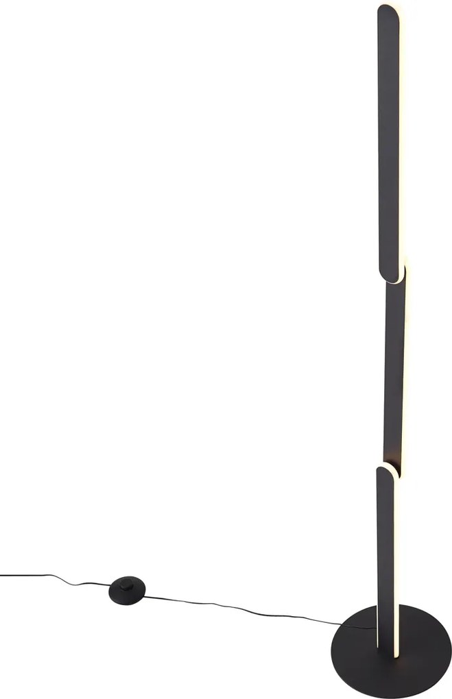 Designerska lampa podłogowa czarna z wbudowaną diodą LED z 3-stopniową regulacją ściemniania - Gate