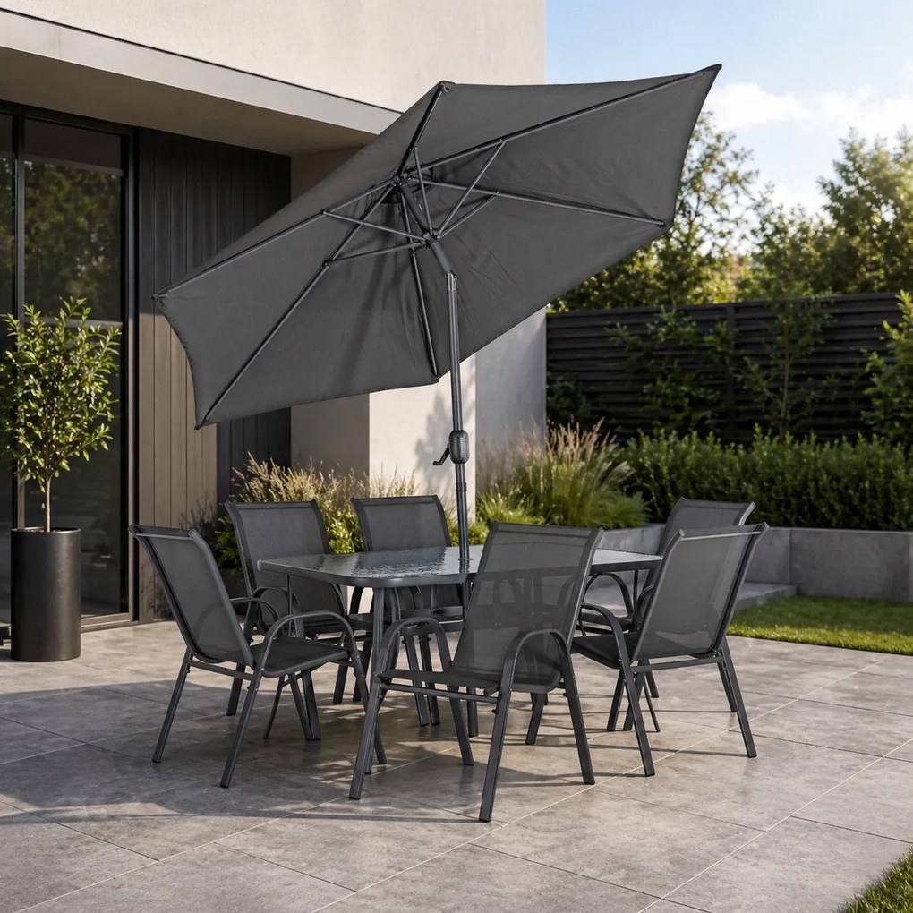 Zestaw mebli ogrodowych ze stołem 6 osób Nebraska, szary