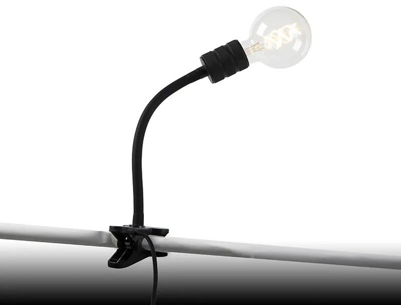 Nowoczesna lampa klipsowa czarna z elastycznym ramieniem - Cavalux Nowoczesny Oswietlenie wewnetrzne
