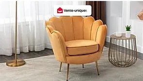 Fotel DANDELION z weluru – kolor żółty musztardowy marki Pascal Morabito