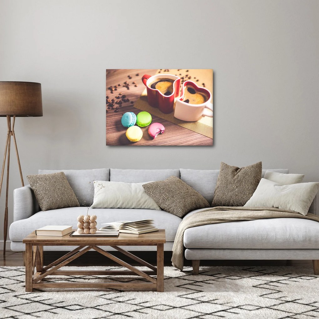 Obraz kawy i makaroników (70x50 cm)