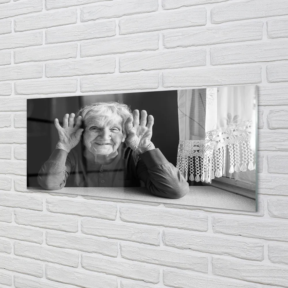 Szkło do Kuchni na Ścianę Portret Starszej Kobiety