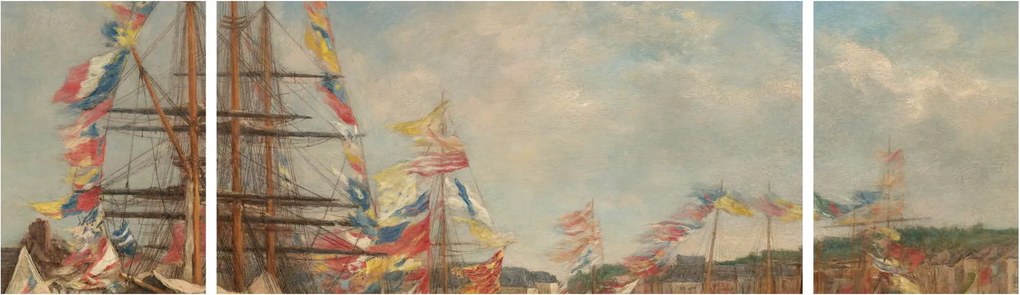 Obraz - Eugène Boudin, Festival in the Harbor of Honfleur, reprodukcje (170x50 cm)