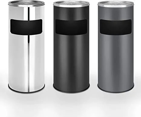 Kosz na śmieci z popielniczką, 17 l, czarny