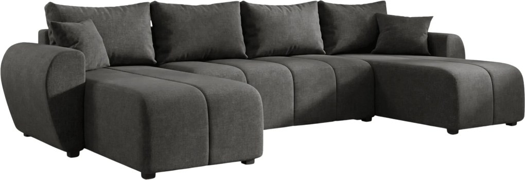 Rozkładana dwustronna sofa w kształcie litery U SEVIO 311x145 cm, ciemnoszara + 2 poduszki GRATIS