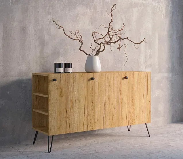 Nowoczesna komoda lewostronna w stylu loft dąb craft - Zorina 7X