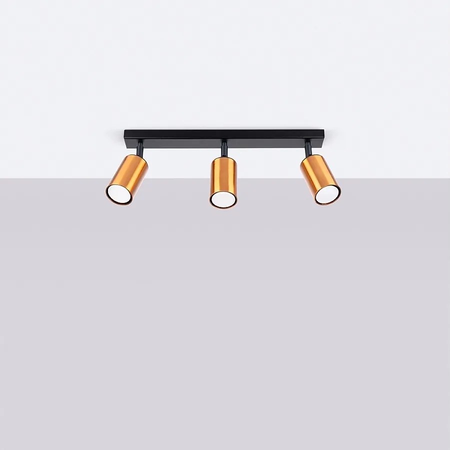 Plafony nowoczesny Glois, stal - 3 źródło światła 4000K - L.45 x H.18.5 cm - czarny/miedź