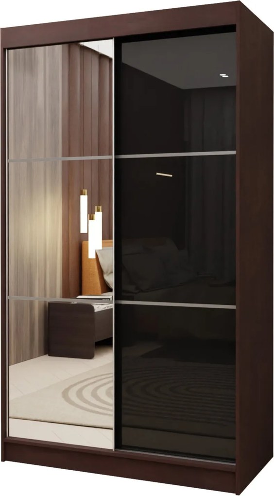 Szafa Przesuwna VITALE 120 cm z Lustrem Szafa Dwudrzwiowa Wenge