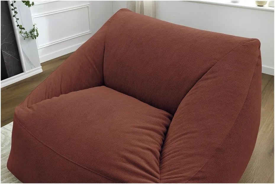 Pomarańczowy sztruksowy worek do siedzenia Lilibet – Bobochic Paris