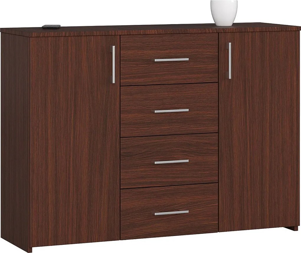 Komoda AKORD K45 Wenge 110 cm 2 drzwi 4 szuflady kolor Wenge mat 4 półki 110x35x80 cm