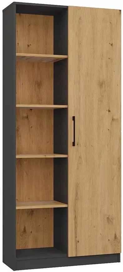 Wysoki regał na książki dąb artisan + antracyt M8-E24