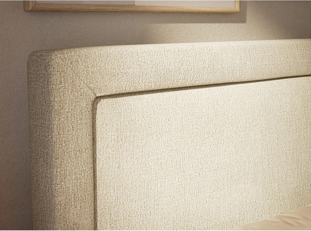 Kremowe łóżko kontynentalne ze schowkiem 160x200 cm Fresco – Maison de Rêve